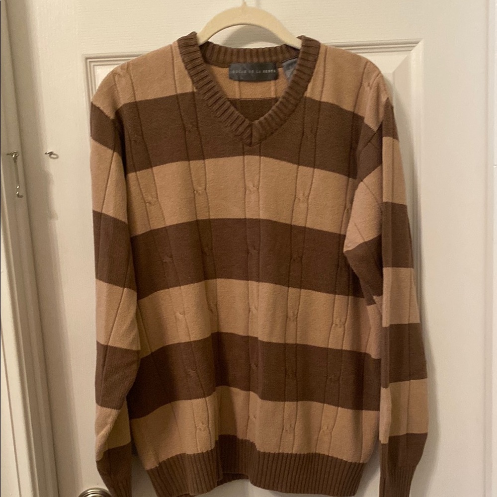 Oscar de la Renta Brown and tan Striped Sweater